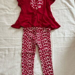 Gymboree Red and White Heart Top and Bottom Set